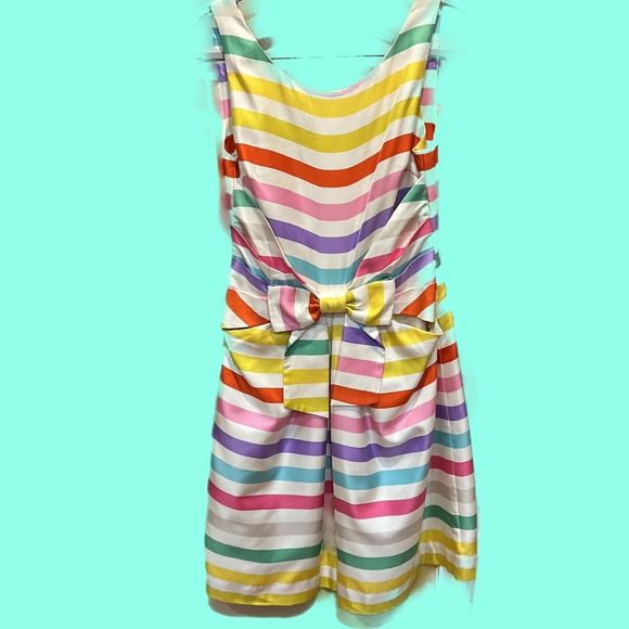 kate spade Dresses & Skirts - kate spade | Jillian | Lined Silk Rainbow Stripe Dress w Front Pockets & Bow